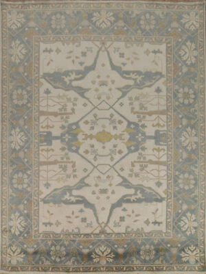 Authentic Hand-Knotted Oushak Indian Large Rug 8x10 ft Carpet - Image 1 of 4