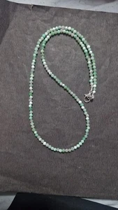 Green Chrysoprase Gemstone 925 Sterling Silver 13" String Jewelry Mala Necklaces - Picture 1 of 8