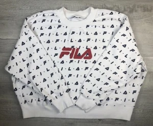 FILA Oversized Crewneck Sweatshirt White All Over Print Retro Look Women’s 3X - Picture 1 of 23