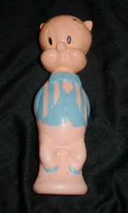VINTAGE PORKY PIG CARTOON CHARACTER PLASTIC SOAKY BOTTLE, WARNER BROS - Picture 1 of 4