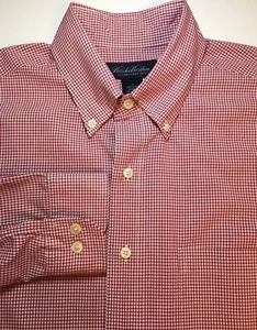 Camisa de vestir Brooks Brothers 1818 roja blanca a cuadros para hombre L/S cuello botón - Imagen 1 de 5