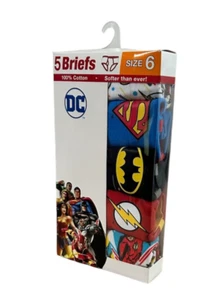 Justice League DC Super Hero’s Boys Briefs 5 Pack -100% cotton - Picture 1 of 8