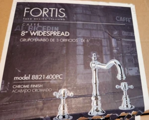 New Fortis 8821400PC- Puro Design Italiano Chrome Bathroom Faucet 8" Widespread - Picture 1 of 12