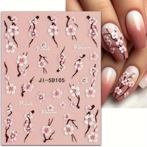 5D Nail Art Stickers Decals Embossed Flowers Floral Daisy Fern Decoration J5D105 - Picture 1 of 1