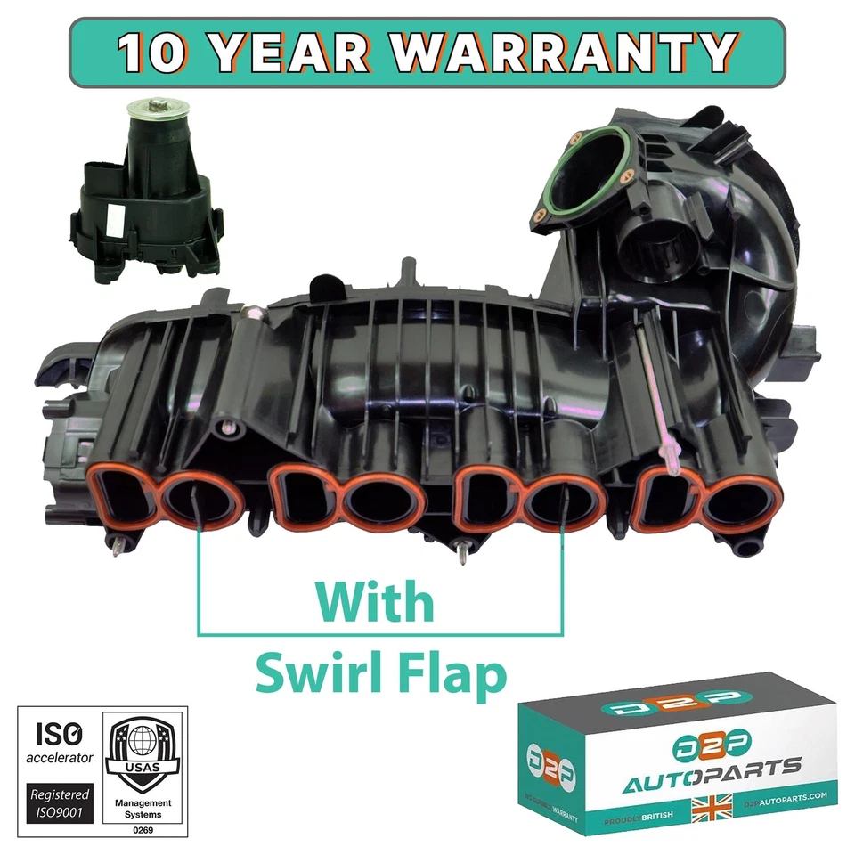 D2P INTAKE MANIFOLD WITH ACTUATOR MOTOR SWIRL FLAP FOR BMW 1 SERIES E82 E87 E88