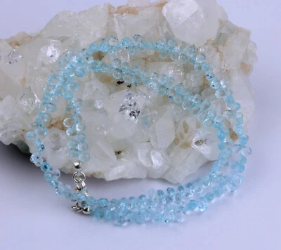 Collana Di Topazio Blu Pietra Preziosa A Goccia Facettata Topazio Blu - Immagine 1 di 4