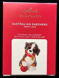 2020 Hallmark Christmas Keepsake Ornament PUPPY LOVE AUSTRALIAN SHEPHERD QXR9161 - Bild 1 von 2