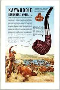 PRINT AD 1947 Kaywoodie Briar Tobacco Pipe Texas Cattle Range Country 6.75 x 10 - Picture 1 of 3