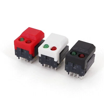 10Pcs PB86-A2 Red and Green LED 8Pin Momentary PCB SPDT Push Button Tact Switch - Image 1 of 4