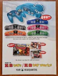 2000 KB Toys Nintendo 64 Transparent Colors + Pokemon Print Ad - 7.75" X 10.5" - Picture 1 of 1