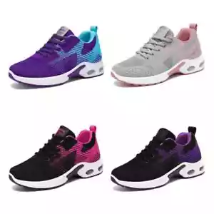Women Casual Shoes Knit Vamp Air-cushion Sneakers Breathable Mesh Elastic - Picture 1 of 25