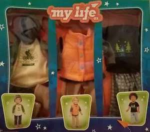 MY LIFE AS OUTDOORSY BOY DOLL CLOTHING SET 3 PACK 18" OUTFITS CLOTHES VEST BOOTS - Picture 1 of 3