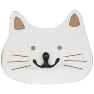 Cat Face Dual Wood Wall Hook - Picture 1 of 6
