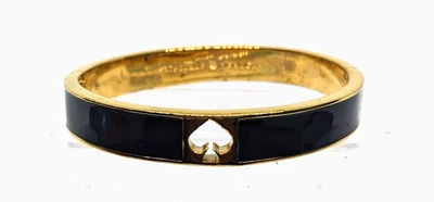 Brazalete Brazalete Kate Spade Negro Esmalte Agujero Pala Tono Dorado Foto 1 de 4
