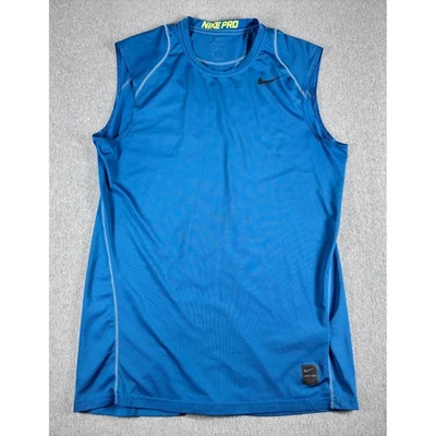 Camiseta sin mangas Nike Pro Combat mediana azul verde compresión ajustada Dri Fit Foto 1 de 4