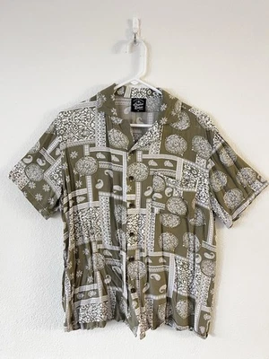 Camisa Bandana Uso Original Hombre Pequeña Verde Blanco Paisley Manga Corta Botón Foto 1 de 4