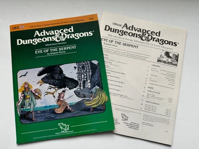 AD&D Dungeons & Dragons UK5 EYE OF THE SERPENT  TSR 9125 1984 Game Adventure - Image 1 of 4