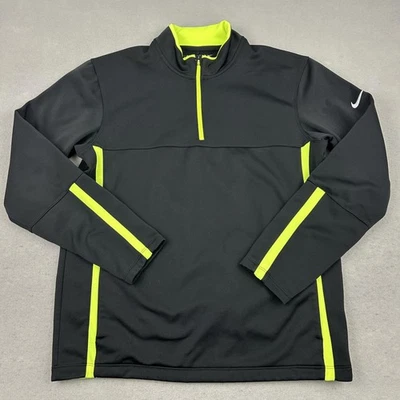 Pullover de golf Nike para hombre mediano negro ajuste térmico 1/4 cremallera amarillo neón 880206-010 Foto 1 de 4