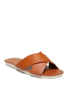 VINCE. Womens Brown Nico Square Toe Slip On Leather Slide Sandals Shoes 6 M - Picture 1 of 9