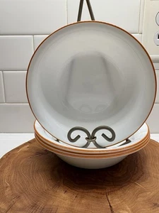 Set 4 Corelle Orange Striped Citrus Pasta Soup Cereal Bowls Joy Mangano EUC - Picture 1 of 10
