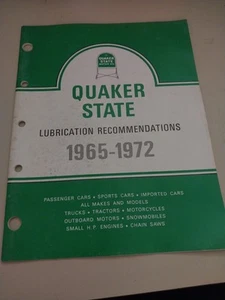 quaker state lubrication recommendation 1965- 1972 Manual USED - Foto 1 di 2