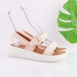 FitFlop Womens F-Mode Sandals Size 8 Blush Pink Canvas Strappy Platform Flatform - Picture 1 of 16