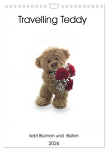 Travelling Teddy liebt Blumen und Blüten (Wandkalender 2026 DIN A4 hoch), CALVEN - Bild 1 von 9