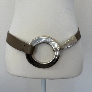 Coldwater Creek Hammered Silver Tone Circle Statement Waist Belt Size S Taupe - Bild 1 von 9