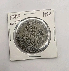 Peru 1924 UN SOL Silver.Circulated. - Picture 1 of 3