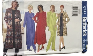 Butterick Sewing Pattern 5753 8-10-12 Misses Jacket Duster Dress Pants Vtg 1998 - Picture 1 of 4