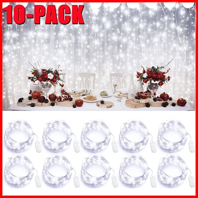 10-Pack 6.6ft 20 LEDs Battery Operated Mini LED Copper Wire String Fairy Lights - Image 1 of 4
