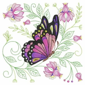 Schmetterling Frühling Garten 12 bestickte Quilt Blöcke schönes Set - Bild 1 von 11
