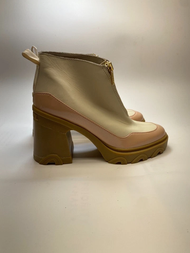Sorel Mujer Brex Cremallera Tacón Bloque Natural Pardox Rosa Impermeable Tacón Botas Talla 9 Foto 1 de 4