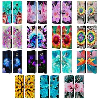 FUNDA BILLETERA LIBRO CUERO OFICIAL HAROULITA FLORAL GLITCH 2 PARA TELÉFONOS MOTOROLA Foto 1 de 4