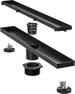 Linear Shower Drain 32" Matte Black 304 Stainless Steel - Picture 1 of 7