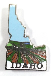 MafCo Enamel Silver Tone Pinback Idaho Farmland Crops - Picture 1 of 3