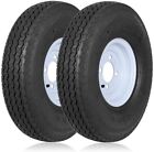 WEIZE 4.80-8 4.80x8 Trailer Tires with 8" White Rims, 6PR, Load Range C Set of 2