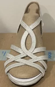 LIFE STRIDE - Womens Silver Yaya Round Toe Wedge Slip On Sandals - Shoes - 7.5 M - Picture 1 of 8