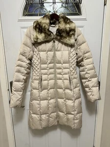 Laundry by Shelli Segal Puffer Coat Down Faux Fur Beige Coat Women's Size M - Picture 1 of 11