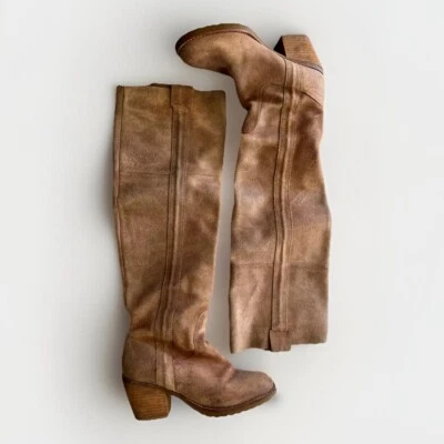 Report Belzer Women’s 6 Genuine Suede Stacked Wood Heel Over The Knee Boots - Image 1 of 4