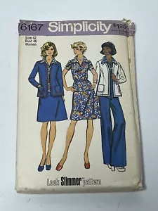 Vtg 70s Pants Plus Size 42 Bust 46 Look Slimmer CUT Pattern S6167 Top Skirt - Picture 1 of 2