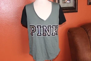 NWT WOMENS VICTORIAS SECRET PINK SZ M SHIRT BLING PINK - Picture 1 of 3