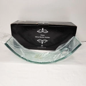 Modern Counter Balanced Glass Single Wine Bottle Holder Etched Grapes - Picture 1 of 9