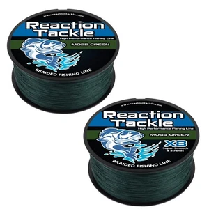 Reaction Tackle Braided Fishing Line / Braid - Moss Green 4 and 8 Strands - Picture 1 of 35