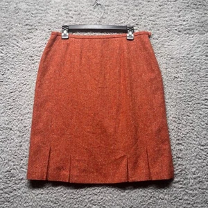 Talbots Skirt Womens 12 Orange Wool Silk Blend A-Line Pleated Lined - Picture 1 of 9