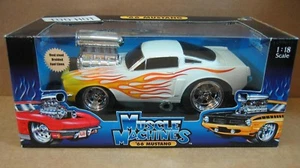 Muscle Machines 1966 Mustang White Car Real Braided Steel Line Die Cast 1:18 NEW - Picture 1 of 12