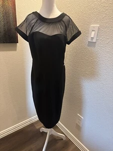 chetta B short sleeve illusion black dress little black dress c - Picture 1 of 4