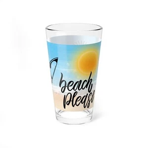 Mixing Glass, 16oz - Beach Please, Summer Cocktail Cup, Barware Gift, Tropical - Picture 1 of 5