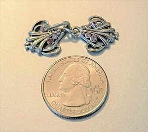 Fan Shaped Beading Clasp Findings with Swarovski Light Amethyst Accents - Picture 1 of 2