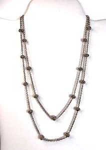 Vintage Sterling Silver Lois Hill Double Rowed Beaded Station Necklace 18" - Picture 1 of 6